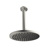 Abey Gareth Ashton Brass 200mm Round Shower Head with Ceiling Dropper - Brushed Nickel
